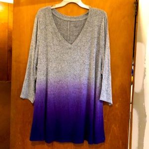 Purple/gray 3/4 sleeve light sweater